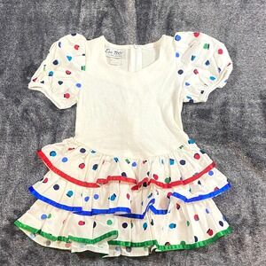 Eve Too! Byer California Vintage 90s Dress Girls 4 Polka Dot Ruffle Puff Sleeve